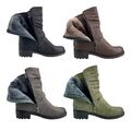 Damen Stiefel Winter Boots Gefüttert Blockabsatz Profilsohle Leder-Optik 73821