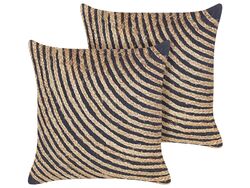 Dekokissen 2er Set mit Füllung Muster Baumwolle / Jute beige 45 x 45 cm Bergenia