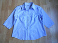 Bluse von FER Gr 44 XL Halbarm Baumwollmischung Blau Weiß Bügelleicht wie Neu