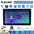 64GB Android 14 AutoRadio GPS Navi Kam Carplay WiFi RDS Für Audi A4 S4 RS4 B6 B7