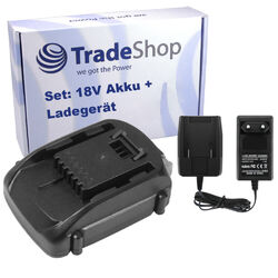 2in1 Set: Li-Ion Akku 18V / 2000mAh + Ladegerät ersetzt Rockwell RW9161 RW9351
