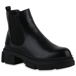 Damen Leicht Gefütterte Chelsea Boots Profil-Sohle Schuhe 839616