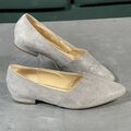 Gabor Gr 37,5 UK 4,5 Damen Halbschuhe Ballerinas Slipper Pumps Silber Balletcore