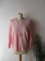 Faber Damen Pullover Gr. 44 rosa langarm Feinstrick V-Ausschnitt