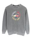 Tommy Hilfiger Jeans Sweatshirt Damen XS Pullover Übergröße Glitter Logo Grau