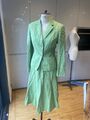 MED VINTAGE STYLE TALBOTS IRISH LINEN APPLE GREEN SUIT BLAZER JACKET GORED SKIRT