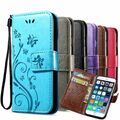 Handy Hülle Schutz Tasche Cover Flip Case Kartenfach Wallet Etuis Bumper Blumen