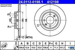 2x Bremsscheibe Ate 24.0112-0198.1 2 Bremsscheiben Hinterachse Hinten