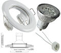 3x LED Einbaustrahler 230V 55mm Lochmaß weiss GU10 Einbauleuchte 5W kaltweiss