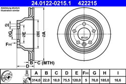 2 x ATE 24.0122-0215.1 Bremsscheibe für VW