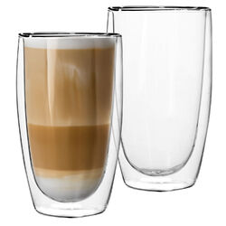 Doppelwandige Gläser 2er Set 450ml Glas für Latte Macchiato Cappuccino Espresso⭐⭐⭐⭐⭐ Doppelwandiges Glas 450ml - 2er Set ✅Top Qualität