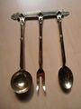 Vintage 50er-Servier-Set, 4-teilig im Landhaus-Stil, Messing.Made in Italy.