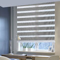 Doppelrollo Zebra Duo Rollo Klemmfix ohne Bohren Fenster Grau Holzlook 85x150cm