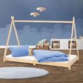 Kinderbett Kinderhaus 90x200cm Natur Holzbett Lattenrost Indianer Bett Hausbett