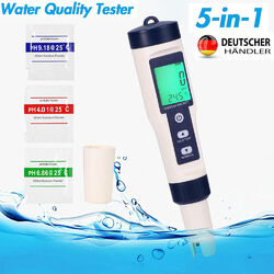 Digitales PH Messgerät, 5-in-1 Wassertester Mit Hintergrundbeleuchtung,PH/TDS/EC