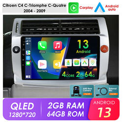 WIFI Carplay Für Citroen C4 2004-2009 Android 13 Autoradio GPS NAVI DAB+ 2+64GB