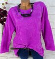 ITALY Sweatshirt Shirt Pullover Pulli Tunika Bluse Cord Look Kurz Lila 46 48 50