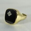 Siegelring mit Onyx und weißem Stein 333 Gold Herrenring / CU 296(54)