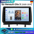 9"Android 13 Autoradio GPS Navi WIFI 6+128GB SWC DAB+ Für Renault Clio 2005-2014