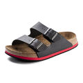 Birkenstock Sandale Arizona Superlauf, Birko-Flor, schwarz/rot, schmal, Größe 48