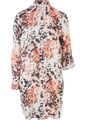 Bluse mit charmantem allover-Print Gr 36 Weiß Schwarz Orange Damen Hemd Neu*