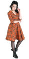 Hell Bunny »TAWNY TARTAN« 50s Retro Karo SWING Flared DRESS Kleid Rockabilly