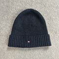 TOMMY HILFIGER Herren Mütze Beanie Wolle Wintermütze Strickmütze Logo 21212 Blau