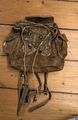 Leder Wildleder Wander Rucksack Bayerisch Wildschwein Silber Kette Horn Knöpfe 