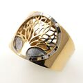 Eleganter Lebensbaum Ring 585 Gold 14 Kt Gelb-Weißgold Bicolor Wert 1100,-