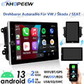 Drehbarer 10,4" CarPlay Android 13 Autoradio GPS Navi Für VW Golf 5 6 T5 Passat