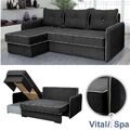 Ecksofa Schlaffunktion Couch Schlafsofa Eckcouch Sofa Kansas Dunkelgrau Vicco