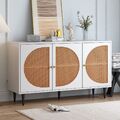 Sideboard Highboard Kommode Schrank mit 3 Rattan Türen Anrichte Küchenschrank