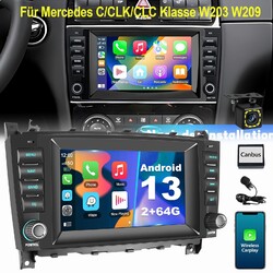2+64G +KAM Für Mercedes C//CLC Klasse W203 W209 GPS BT Autoradio Android 13