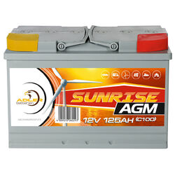 Solar Batterie AGM 125Ah 12V Adler Solarbatterie Wohnmobil Versorgung GEL 100Ah