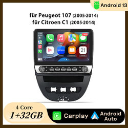 Android 13 Autoradio Für Peugeot 107 Citroen C1 Toyota Aygo Carplay GPS Nav WIFI