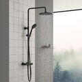 Schwarz Duschsystem Regendusche mit Thermostat Duscharmatur Duschset Handbrause 