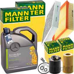 MANN INSPEKTIONSPAKET+5L ORIGINAL 5W-30 ÖL passend für MERCEDES W176 CLA C117