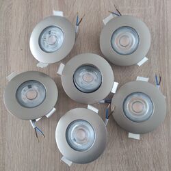 6 x LED Einbauleuchten Silber rund Einbaustrahler Deckenspot LED 220V/ 4,9W warm