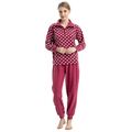 riemot Damen Schlafanzug Pyjama Winter Warm Weich Nachtwäsche Herbst Hausanzug