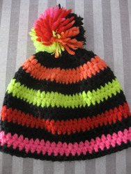 Strickmütze Beanie Mütze mit Bommel bunt grob gestrickt warm Universalgröße