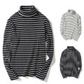 Herren Langarm Quer Streifen Rollkragen Slim Fit Pullover Ergründende Top