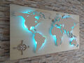 Weltkarte aus Holz "STERN" 3D Effekt LED RGB Beleuchtung Deko Wandbild
