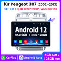 6G+128GB 13.1"Android Carplay Autoradio Für Peugeot 307 2002-2013 GPS Navi 8Kern