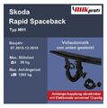 Westfalia Anhängerkupplung abn. +ES 13 uni. für Skoda Rapid Spaceback BJ 15-19