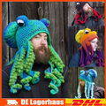 Herren Funny Octopus Winter Warme Strickmütze Tintenfisch Strickmütze Cosplay