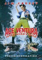 Ace Ventura - Jetzt wird's wild - Jim Carrey - Presseheft + 4 Pressefotos