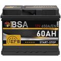 EFB Batterie 60Ah 12V 650A/EN Start Stop Batterie Autobatterie Starterbatterie