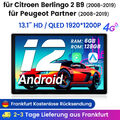 6+128GB 13.1"Autoradio Carplay Für Peugeot Partner Citroen Berlingo 2 B9 2008-19