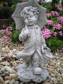 Steinfigur Statue "Christian mit Schirm" H.39 cm, Steinguss Skulptur Gartenfigur