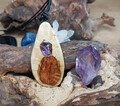 Baumperlen Schmuck -  Anhänger mit Amethyst Halskette -